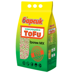 Наполнитель для кошек Барсик Тофу, Тропик MIX, комкующийся 4,54 л