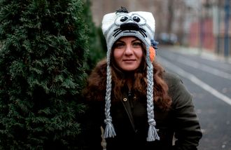 Шапка вязаная Котяра
