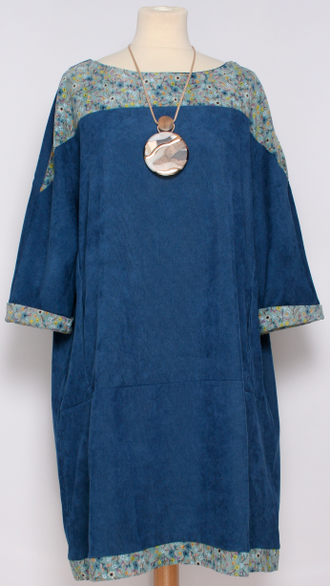 Платье  Бохо "Вельвет"тюльпан укороченное комбинированное