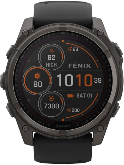 Часы Garmin Fenix 8 —51mm Solar Sapphire Carbon Gray DLC Titanium Black / Pebble Gray