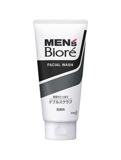 Мужская пенка-скраб для жирной кожи лица против акне с двойным скрабом "Men`s Biore - Double Scrub" KAO, 130 гр