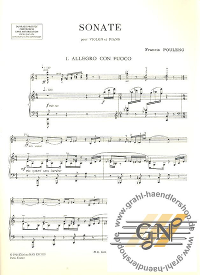 Poulenc Violin Sonate (edition corrigee 1949 )