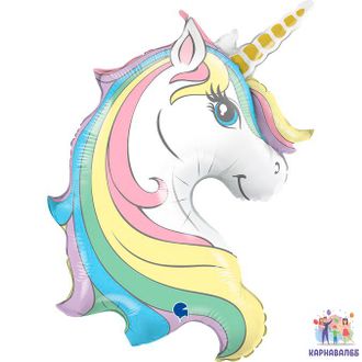 Шар 90 см фольга Единорог ( шар + гелий + лента)