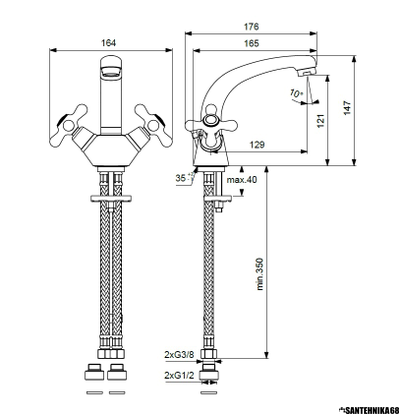 Промо-сет смесителей Vidima BA428AA RETRO BA119AA смес. д/умывальника + BA354AA смес. д/ванны/душа