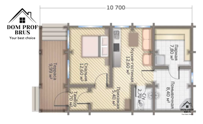 Баня из профилированного бруса "Роскошная" 62м2 11х6