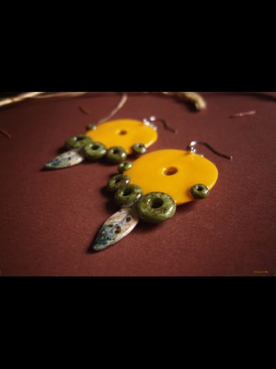 "В чистом поле, под ярким солнцем", крупные геометрические серьги