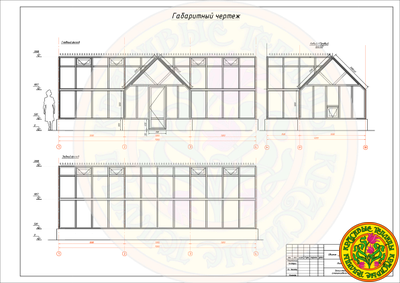 Базовая комплектация теплицы в английском стиле с холлом из стекла и алюминия НОТТИНГЕМ 9000 х 3000 мм с холлом 3000 х 1500 мм