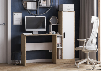 СКМ-2 компьютерный стол Сонома/Белый с тиснением