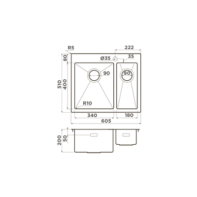 Мойка OMOIKIRI AKISAME 60-2 IN-L