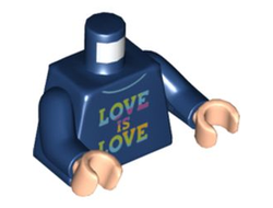 Torso Collared Shirt, Rainbow 'LOVE IS LOVE' Pattern / Dark Blue Arms / Light Nougat Hands, Dark Blue (973pb4445c01 / 6353716)