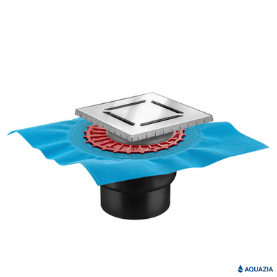Трап водосток ZENTRUM Norma 150х150 Вертикальный выпуск (Матовый Хром)