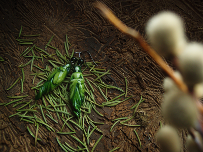 Серьги-капли "Лесная принцесса" из фарфора