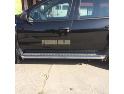 Пороги с накладным листом	d53 для Renault Duster  (2011-2015)