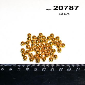 Бусина акрил металлизированная арт.20787: ф 6мм - цвет "золото" - 5,6г - уп.50шт.
