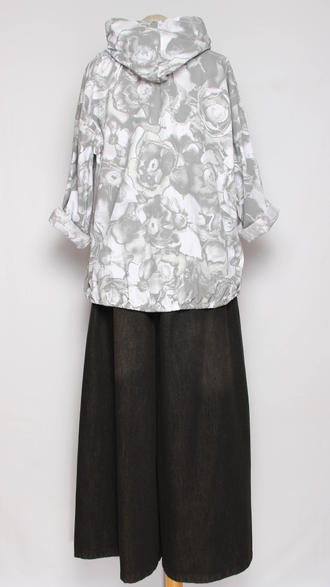 Ветровка-пыльник хлопок "СЕРЫЕ РОЗЫ" белая до р.54