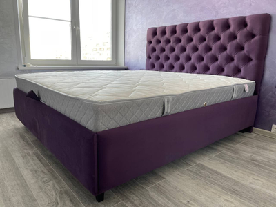 МЯГКАЯ ОДНОСПАЛЬНАЯ, ДВУСПАЛЬНАЯ КРОВАТЬ PАСКОНА, ФАНЕРНАЯ С КАРЕТНОЙ СТЯЖКОЙ, ПУГОВИЦАМИ, С ПОДЪЕМНЫМ МЕХАНИЗМОМ И БЕЛЬЕВЫМ ЯЩИКОМ