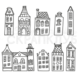 Штамп прозрачный маленькие кривые домики