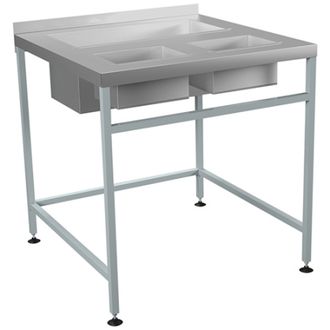 Стол для доочистки лука ПищТех СРОд- 840х840х860 (3 нерж. ёмк.-1 съёмная) каркас: труба окрашенная