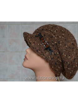 Кепка для женщин 50 вязаная зимняя Италия Vizio 5520 коричневая