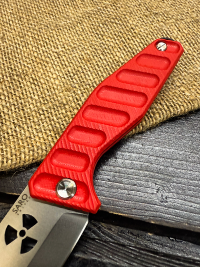 Фрикционный складной нож Атом-1 сталь VG-10, рукоять G10 красный