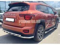 Защита заднего бампера угловая большая двойная с  перемычками Папа Тюнинг d60/42 для Haval H7 2025-