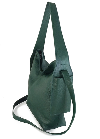 (АРТИКУЛ: 9511/92) СУМКА ЖЕНСКАЯ СРЕДНЕГО РАЗМЕРА, НАТУРАЛЬНАЯ КОЖА, ЗЕЛЕНАЯ "БУТЫЛОЧНОЕ СТЕКЛО", ДВА РЕМНЯ ЧЕРЕЗ ПЛЕЧО