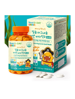 NutriD-Day Baby & Kids Calcium Magnesium Zinc Vitamin D Кальций, магний, цинк и витамин Д , с 3 лет, со вкусом йогурта 180 шт