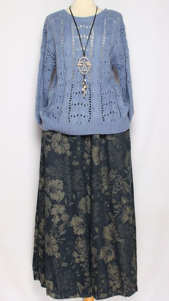 ДЖЕМПЕР "АЖУРНЫЙ" джинс, бирюзовыйр.44-48