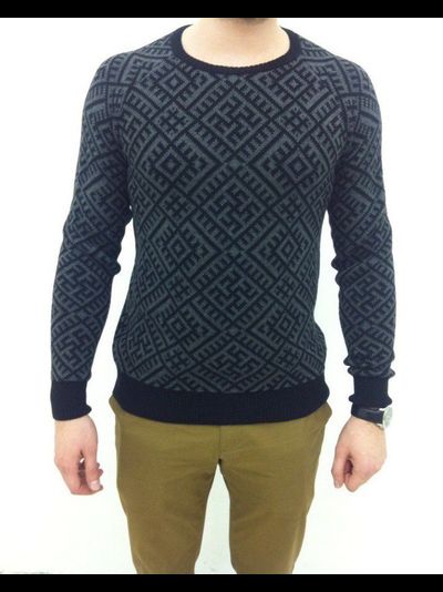 Джемпер "Обережной" Серый с черным орнаментом 44-46 р.