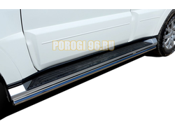 Защита штатного порога труба d42 для Mitsubishi Pajero IV (2006-2017)