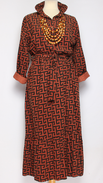 Платье-рубашка Бохо "ОРНАМЕНТ1" терракотовое р.44-46