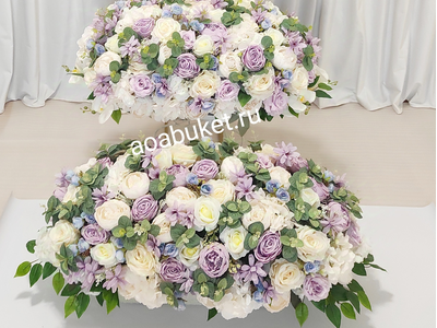 Прекрасная Композиция из искусственных цветов большая - Сиреневые облака № ОФ016к - Купить в Москве