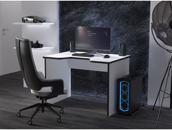 Стол геймерский С-241 белый шагрень/черный