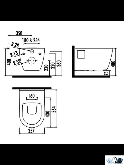 Унитаз CREAVIT Patera TP328.001Z0 c инсталляцией - комплект с сиденьем микролифт, клавишей UFO (TР328.001Z00 + GR5003.01 + GP1001.02 + KC1503.01.0000E)