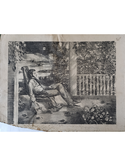 "В Михайловском" автолитография Данилов А.В. 1985 год