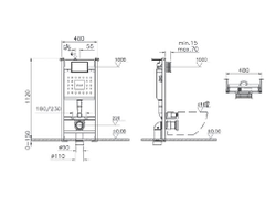 Комплект: унитаз с сиденьем дюропласт VitrA Normus, с микролифтом, инсталляцией и панель управления, цвет глянцевый хром, 9773B003-7206