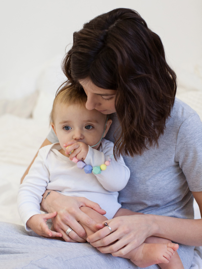 Бусы-прорезыватель из силикона Радуга пастельная