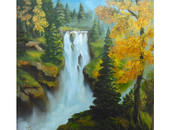 "Autumn Waterfall" /// «Осенний водопад» 40х40см