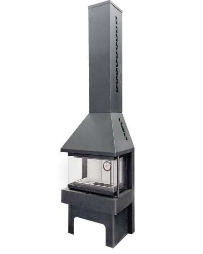 Экокамин Панорама три стекла графит