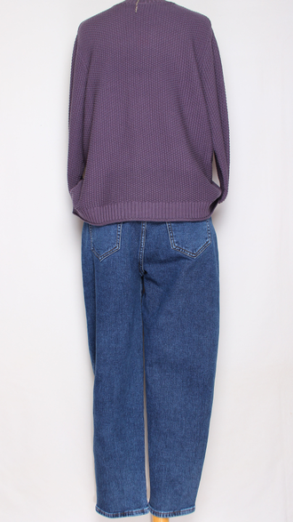 Джинсы полуфлис "МОМ на резинке" синие р.32-42