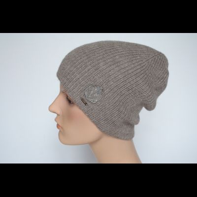 Шапка из альпака и шелка Vizio Италия 9015 CL бежевая с украшением фото