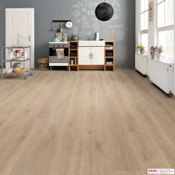 Декор ламината Haro Tritty 100 Gran Via Дуб Венето кремовый 535269 в интерьере комнаты