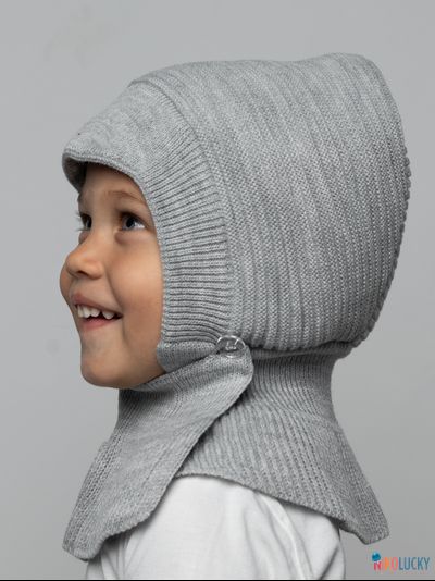 Шапка-шлем 24201-03 с утепл, х/б подклад,св-сер меланж 42-44