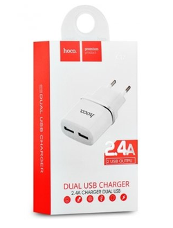 Сетевое зарядное устройство Hoco C12 Dual USB Charger 2.4A (белый)