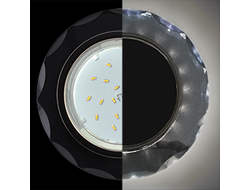 Светильник встраиваемый Ecola GX53 H4 LD5313 Стекло Круг с вогн.гранями подсветка 4K Черный-Хром черн. 38x126 SP53RCECH