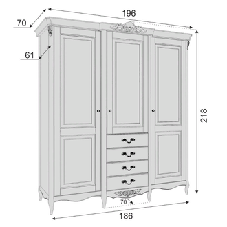 ШКАФ 3 ДВЕРИ ATELIER HOME (L196*P70*h220) APS623E-K04-S