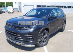 Защита переднего бампера двойная с перемычками d60/42 для CheryExeed LX (2022-...)