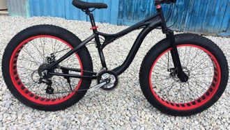 Велосипед ФэтБайк Black-Red матовый  (Fat Bike)