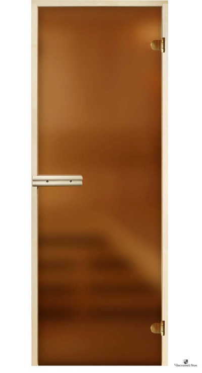 Дверь стеклянная для бани и сауны Бронза матовая 8мм Ольха