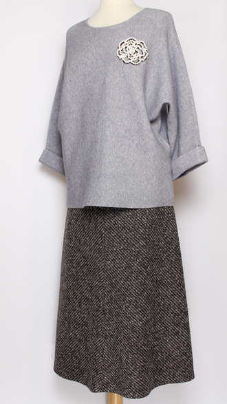 ДЖЕМПЕР  "КИМОНО-РОЗА " серый р.50-54